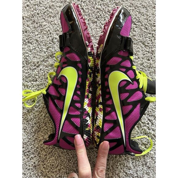 NIKE ZOOM RIVAL S Fuchsia & Lime Athletic Running Cleats Womens Shoes Sz 9.5 - Picture 8 of 11